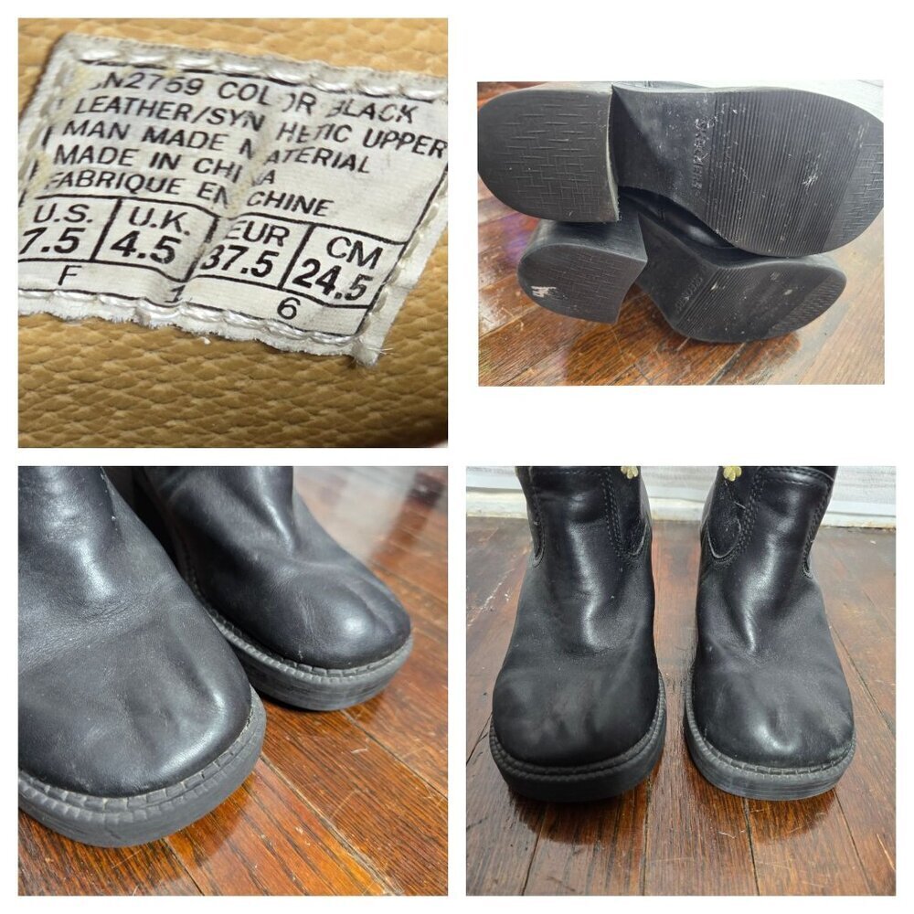 Vintage 90s Y2K Black Daisy Sketchers Grunge Mid-Calf Boots - Picture 8 of 16